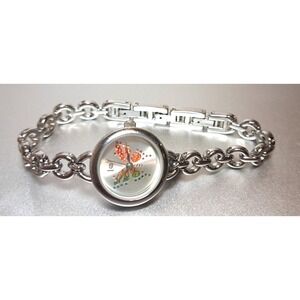 L.e.i. Butterfly Charm Watch‎ Women's Silver Tone Pastels Analog New Battery